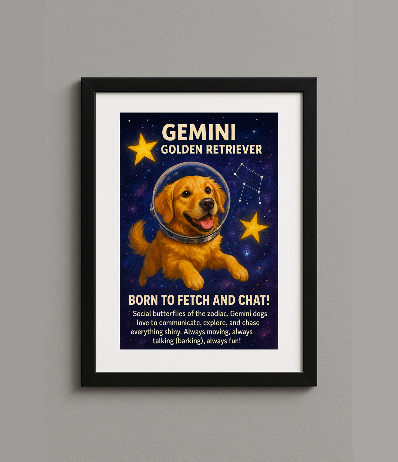 Custom Digital Dog Zodiac Astrology Poster – Cosmic Pet Print