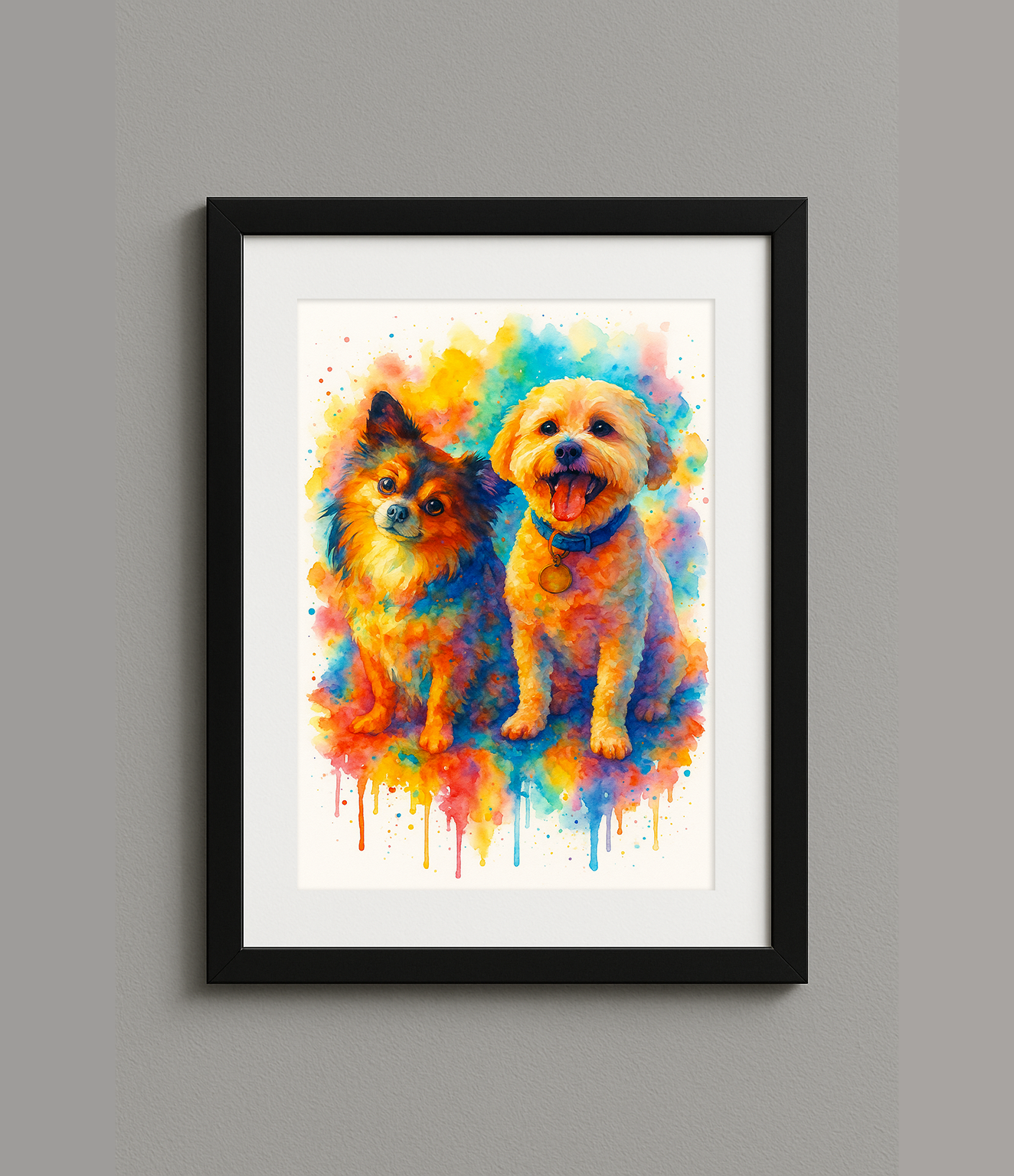 Custom Digital Rainbow Style Pet Portrait Print