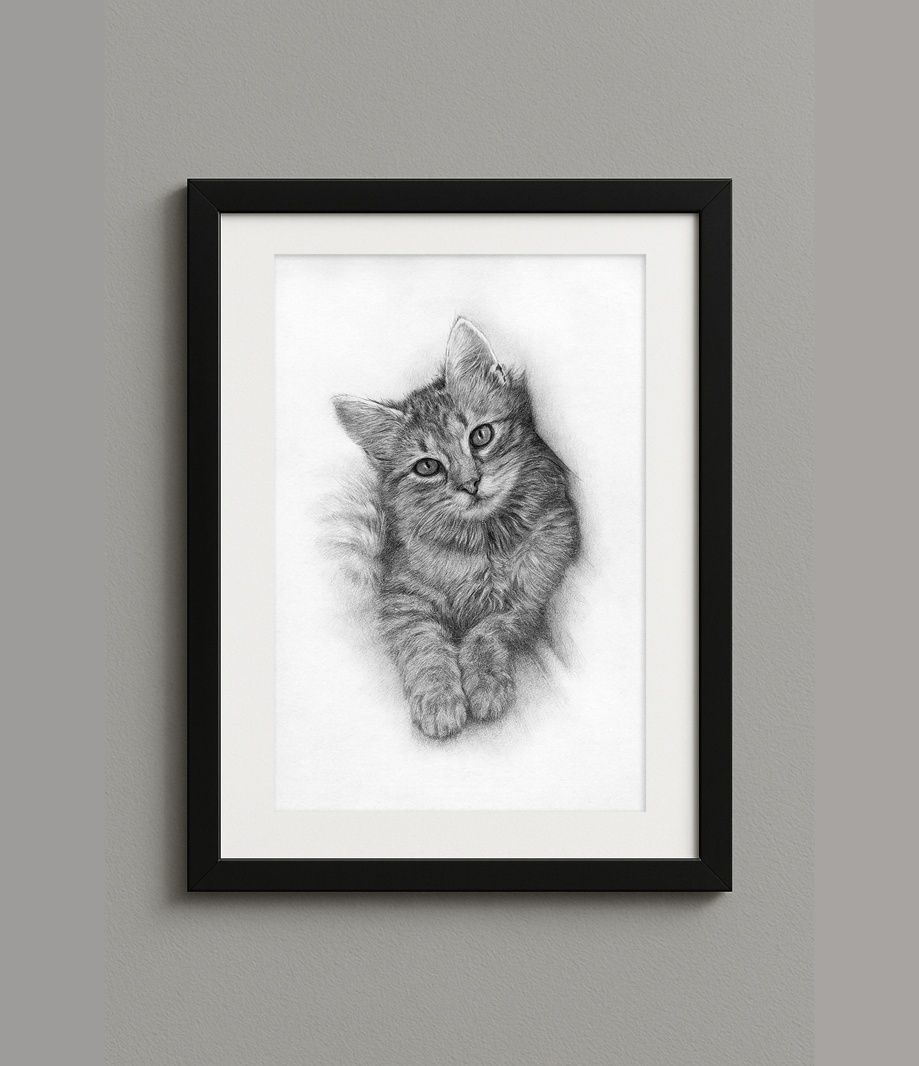 Custom Digital Pencil Sketch Style Pet Portrait Print