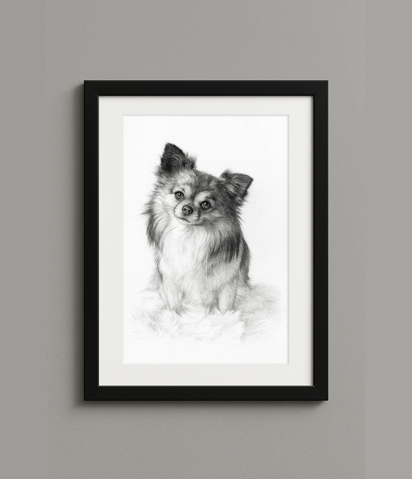 Custom Digital Pencil Sketch Style Pet Portrait Print