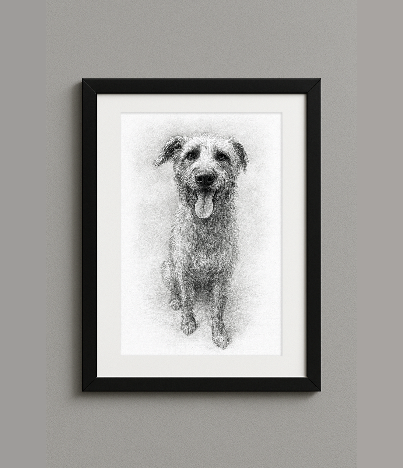 Custom Digital Pencil Sketch Style Pet Portrait Print