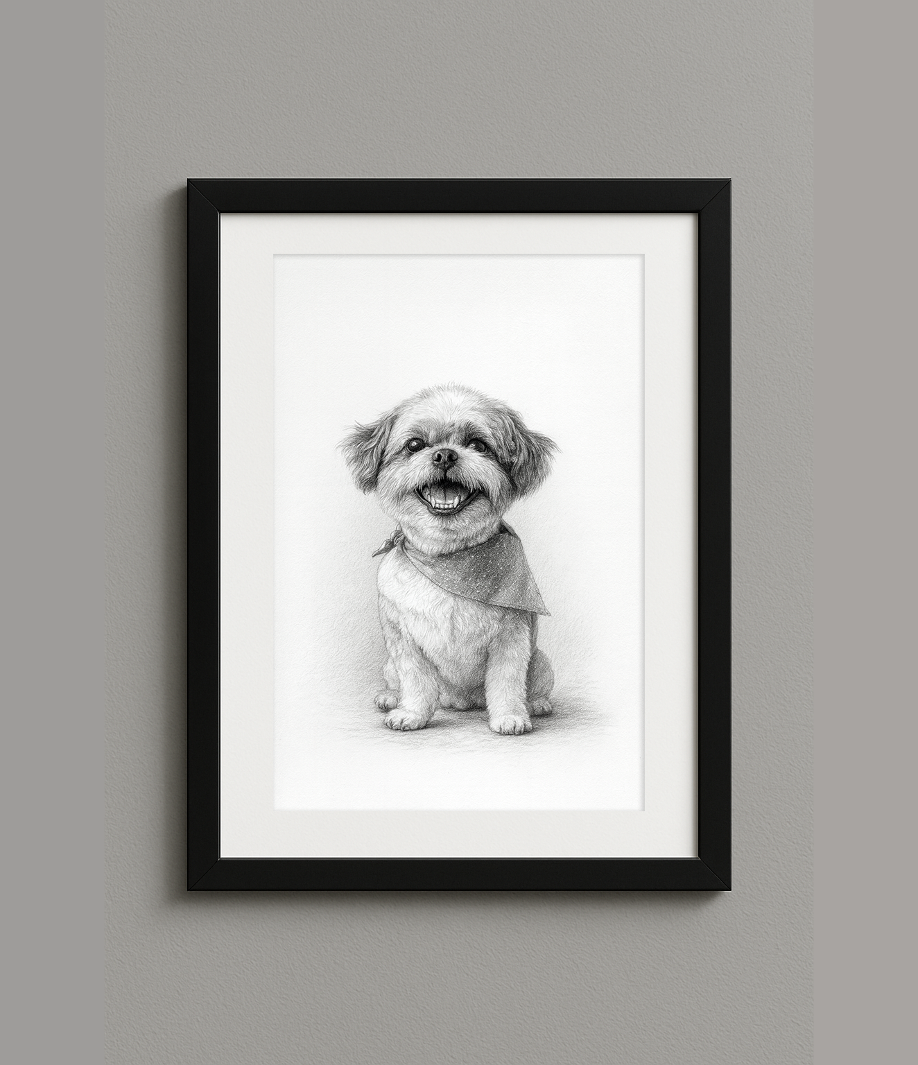 Custom Digital Pencil Sketch Style Pet Portrait Print