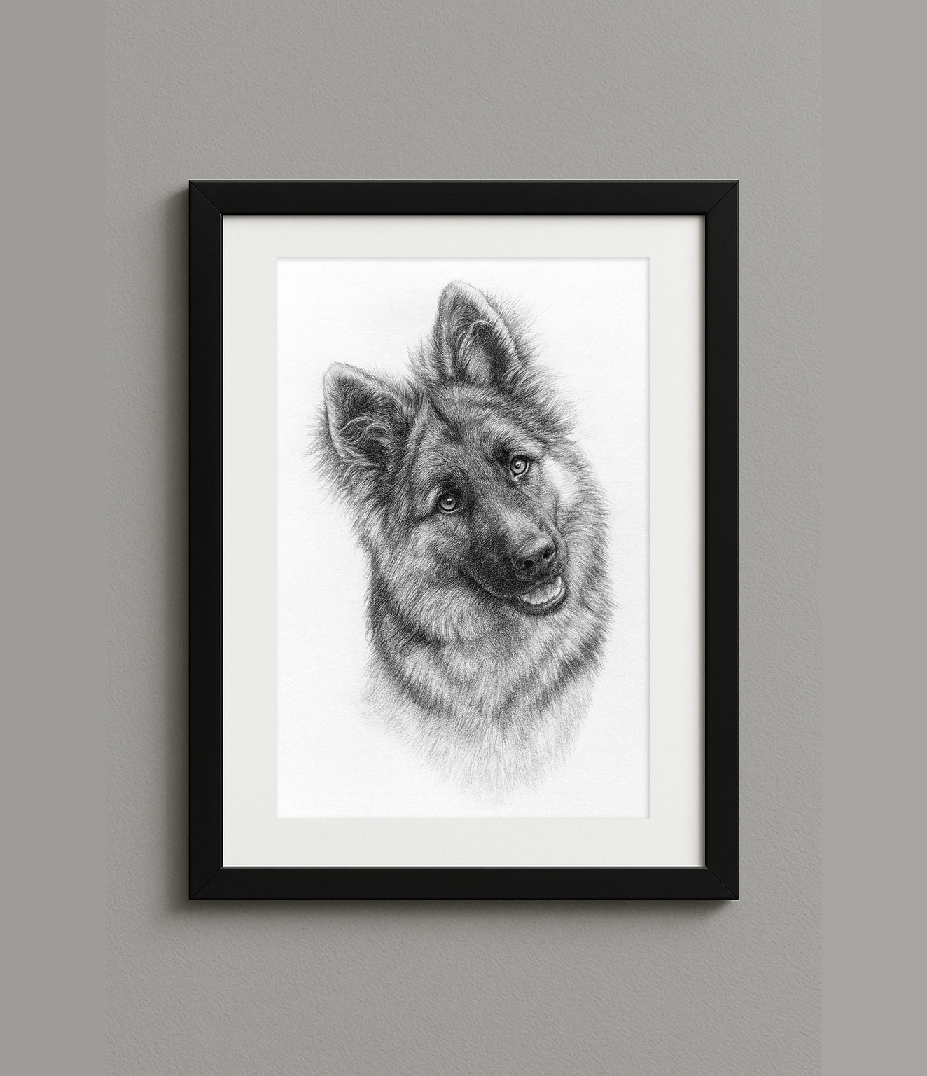 Custom Digital Pencil Sketch Style Pet Portrait Print