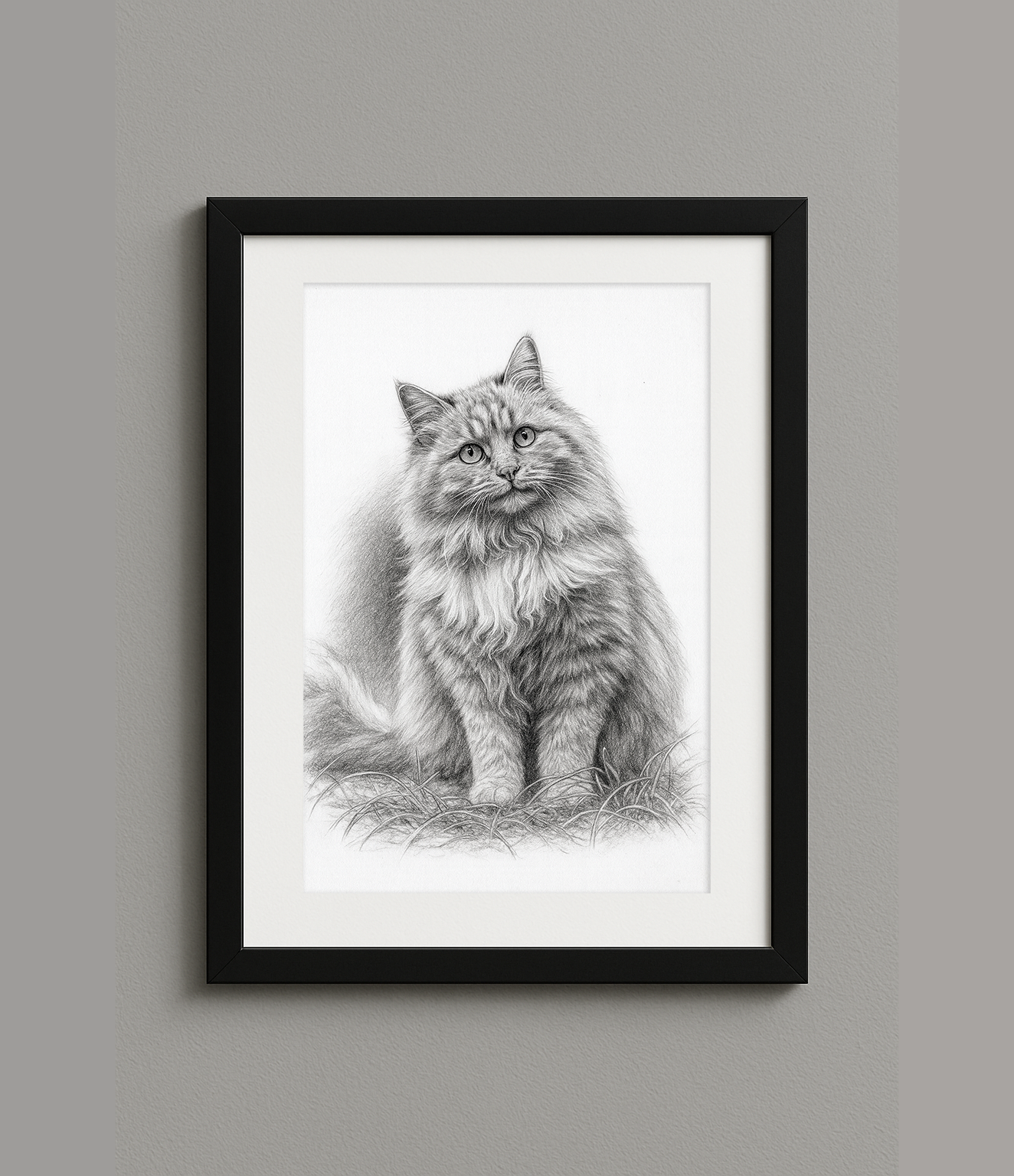 Custom Digital Pencil Sketch Style Pet Portrait Print