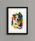 Custom Digital Splash Style Pet Portrait Print