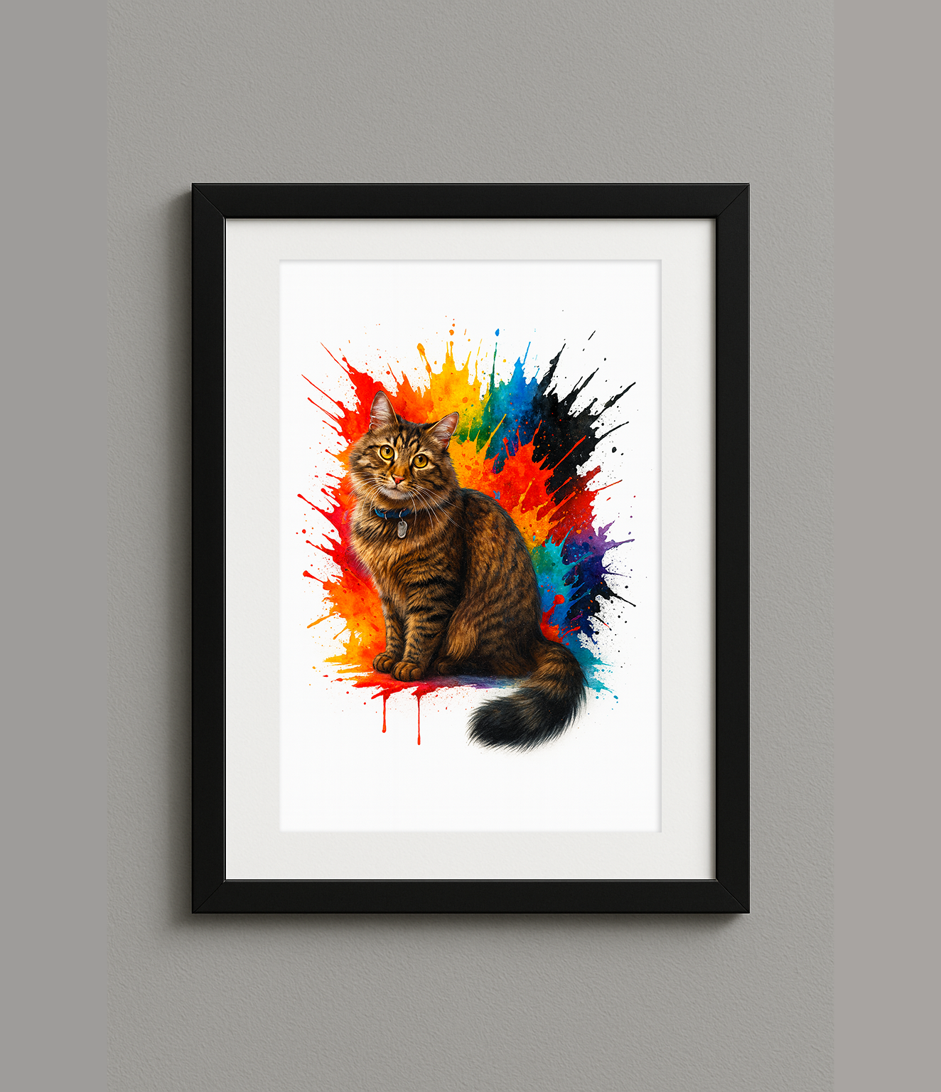 Custom Digital Splash Style Pet Portrait Print