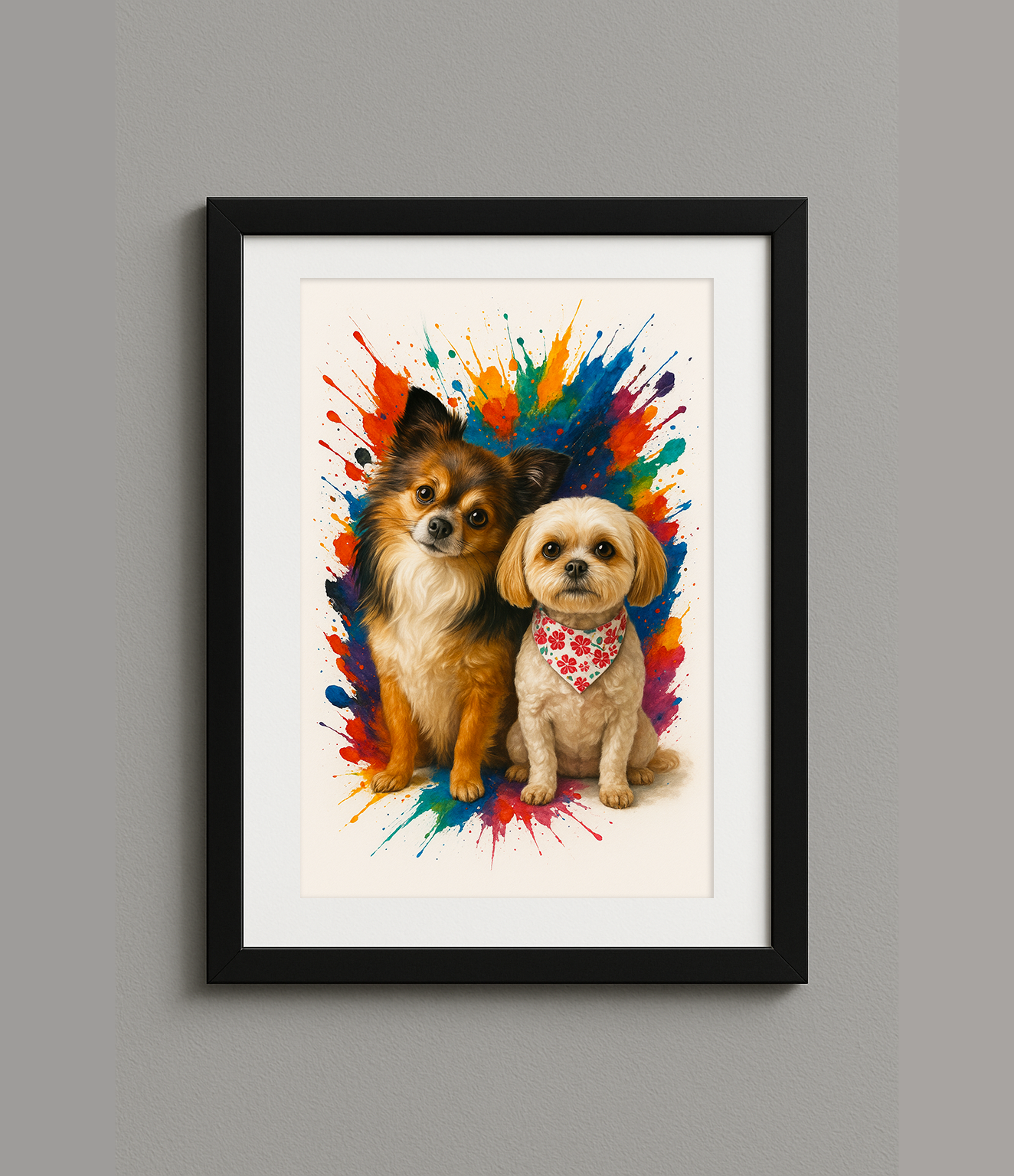 Custom Digital Splash Style Pet Portrait Print