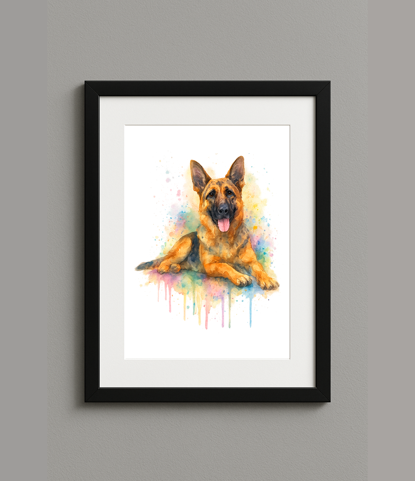 Custom Digital Watercolour Style Pet Portrait Print