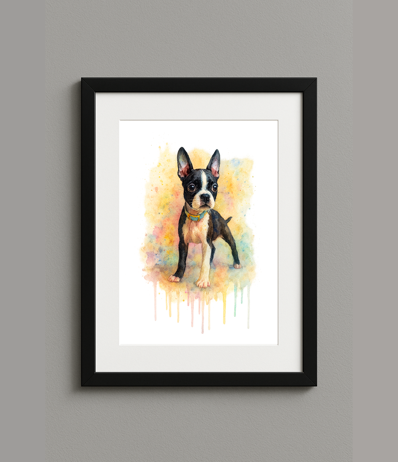 Custom Digital Watercolour Style Pet Portrait Print