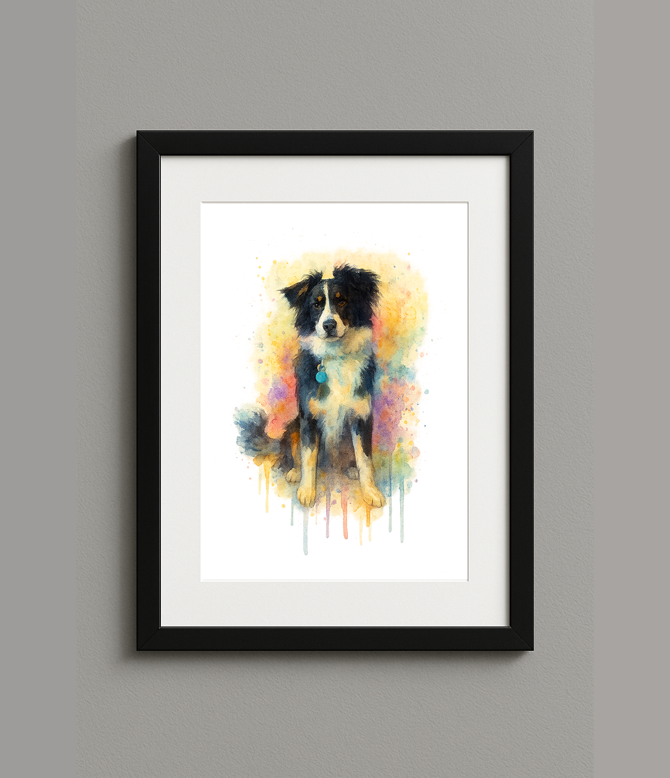 Custom Digital Watercolour Style Pet Portrait Print
