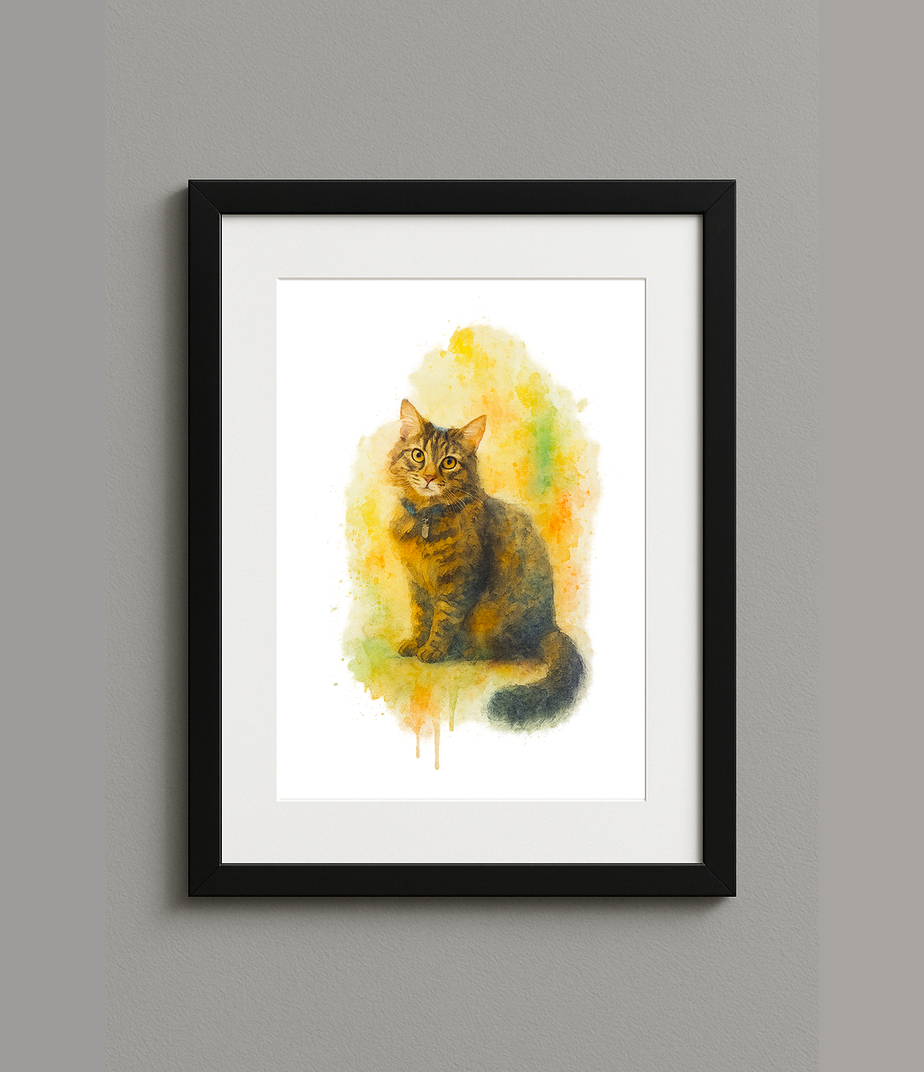 Custom Digital Watercolour Style Pet Portrait Print