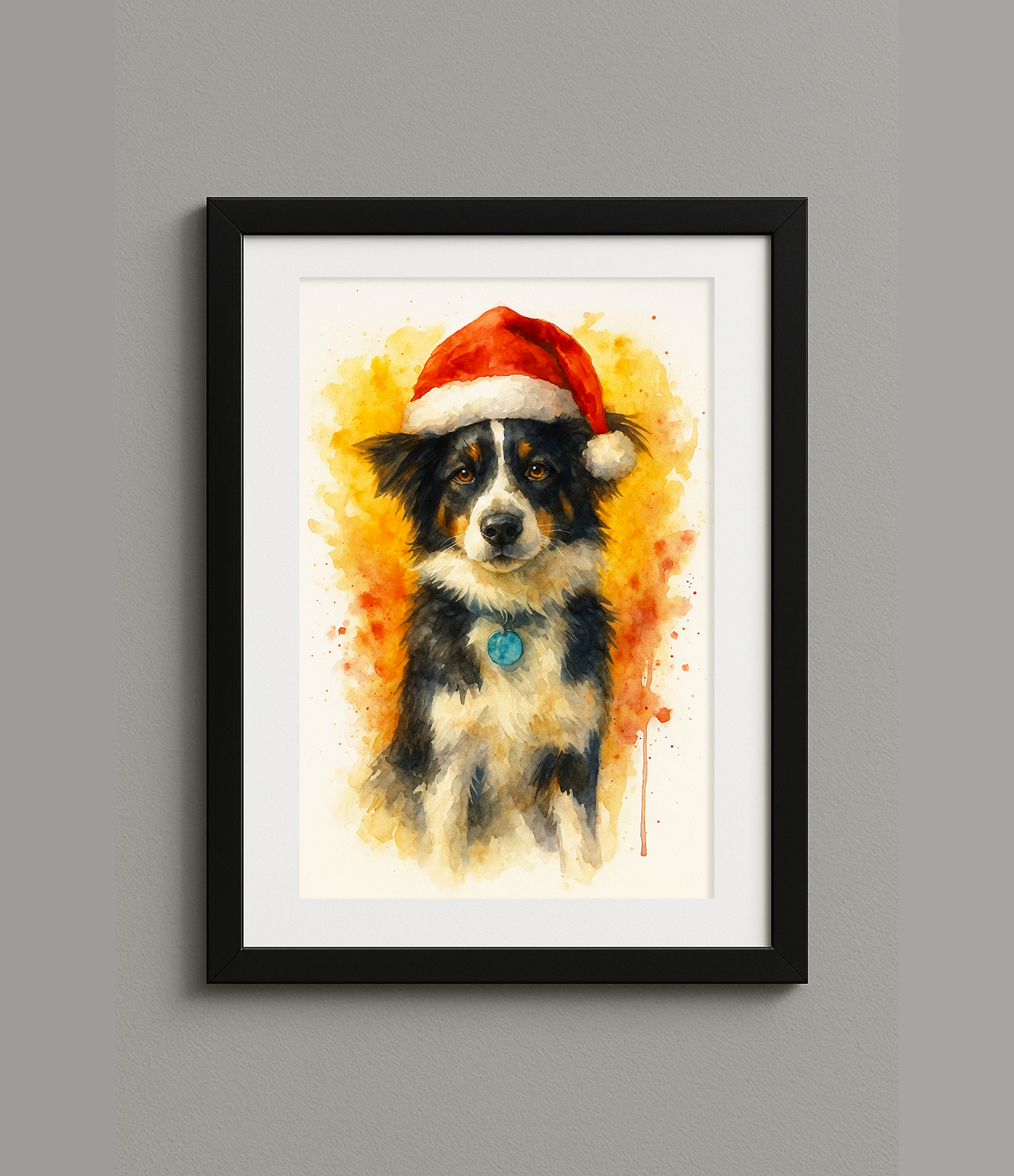 Custom Digital Christmas Style Pet Portrait Print
