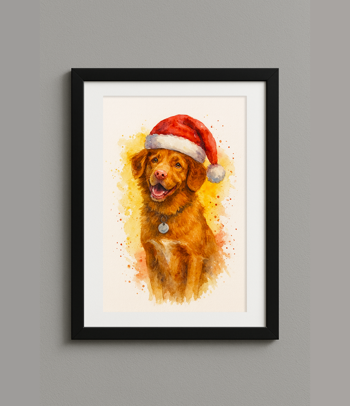 Custom Digital Christmas Style Pet Portrait Print
