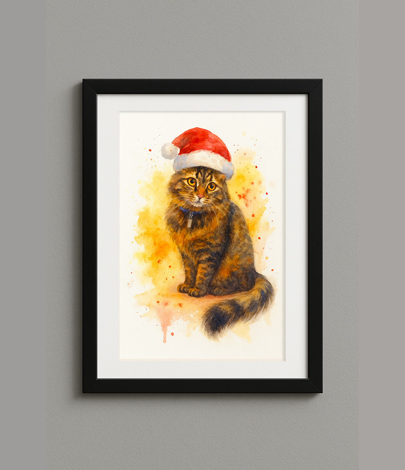 Custom Digital Christmas Style Pet Portrait Print