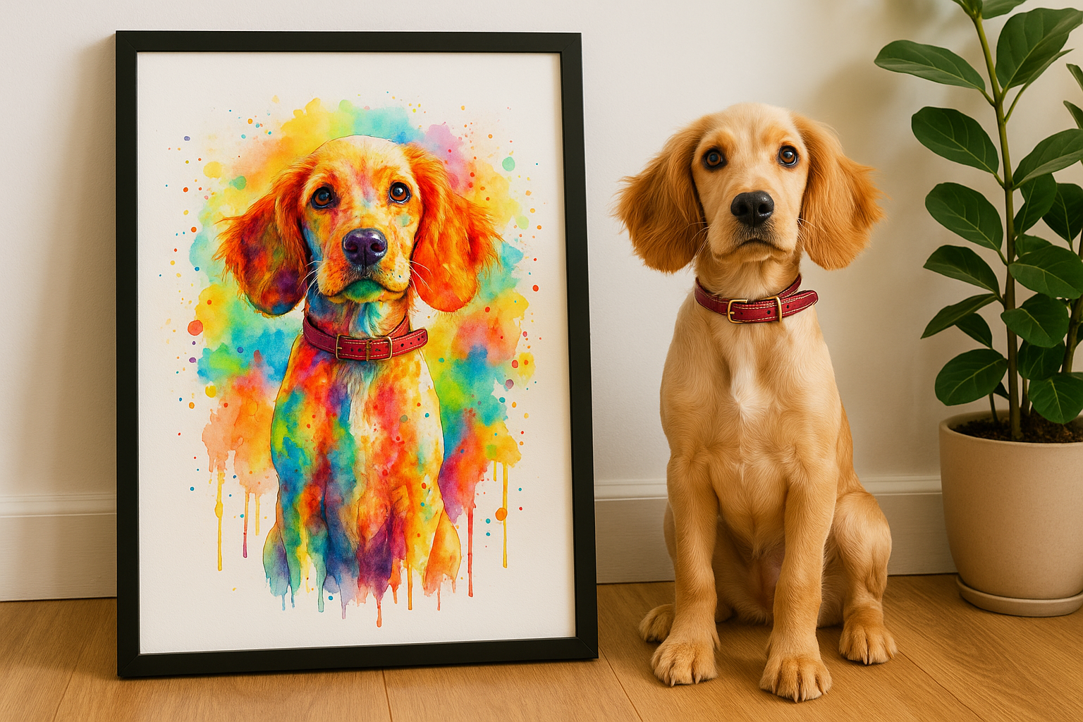 Custom Digital Rainbow Style Pet Portrait Print