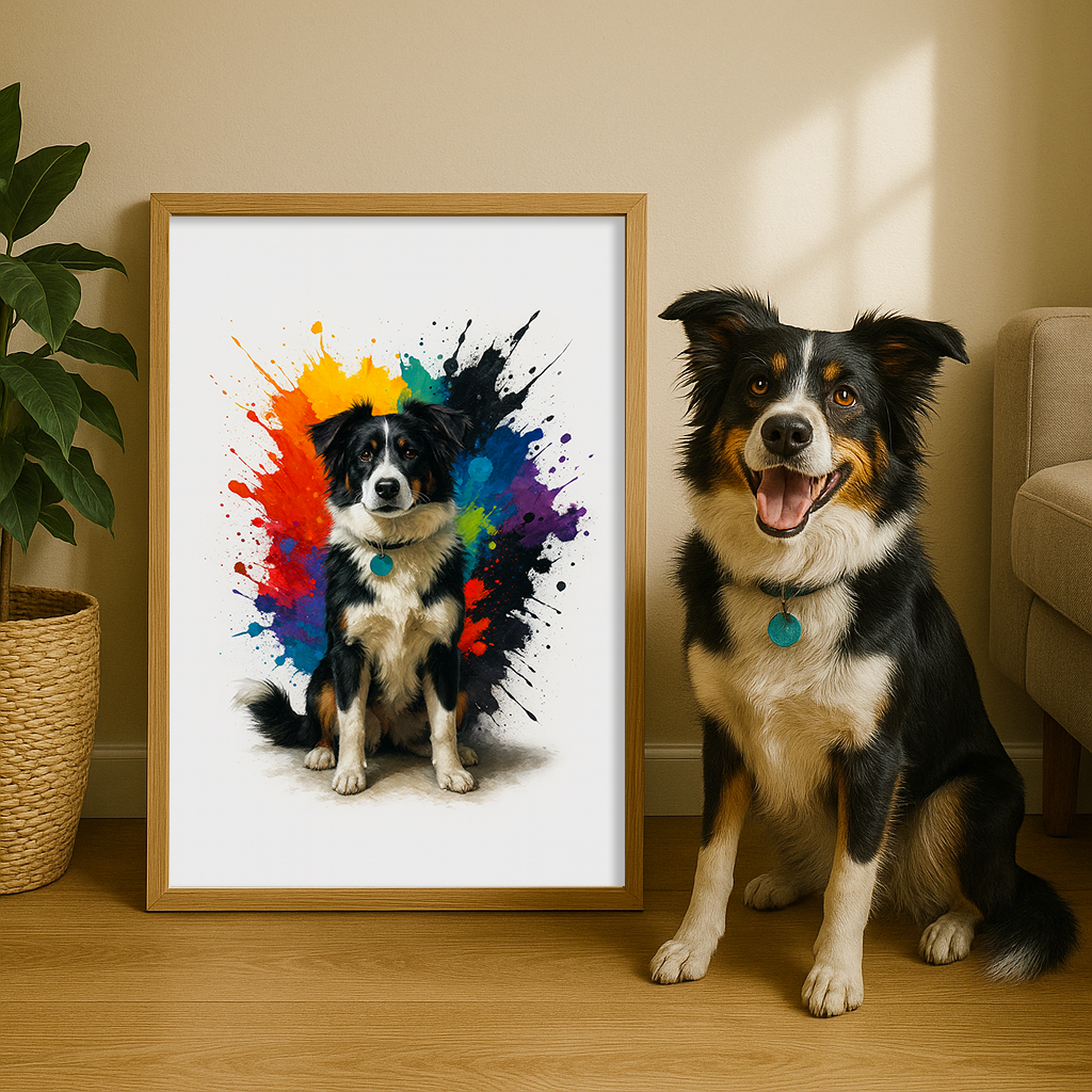 Custom Digital Splash Style Pet Portrait Print
